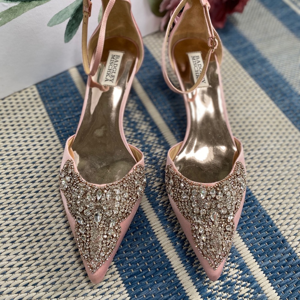 Badgley Mishka Satin and Crystal Slingback 10